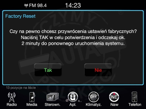 CHRYSLER UCONNECT 8.4" HARMAN BECKER VP3 VP4 polskie menu, polski lektor, zmiana regionu