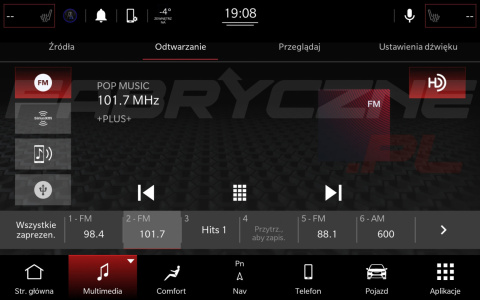CHRYSLER PACIFICA UCONNECT 5 HARMAN BECKER 10,1" polskie menu, polski lektor, zmiana regionu