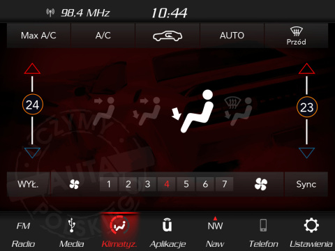 DODGE UCONNECT 8.4" PANASONIC VP4R polskie menu, polski lektor, zmiana regionu