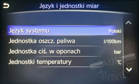 INFINITI IN TOUCH SD polskie menu, polski lektor, zmiana regionu