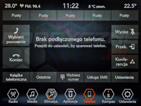 JEEP UCONNECT VP2 CONTINENTAL 8.4" polskie menu, zakresy radiowe, zmiana regionu