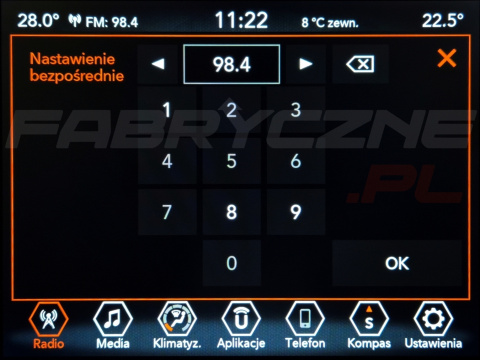 JEEP UCONNECT VP2 CONTINENTAL 8.4" polskie menu, zakresy radiowe, zmiana regionu