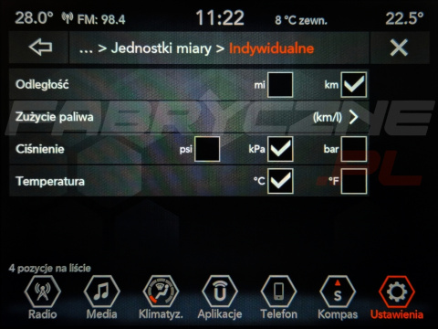 JEEP UCONNECT VP2 CONTINENTAL 8.4" polskie menu, zakresy radiowe, zmiana regionu