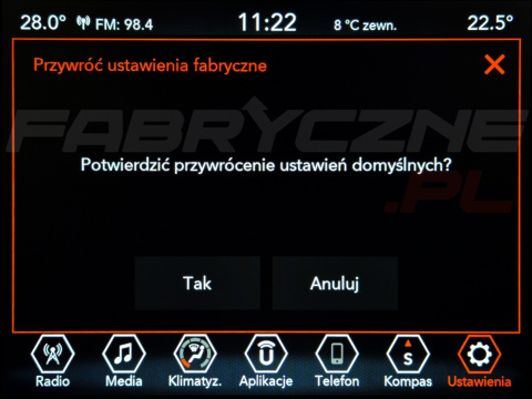 JEEP UCONNECT VP2 CONTINENTAL 8.4" polskie menu, zakresy radiowe, zmiana regionu