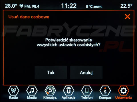 JEEP UCONNECT VP2 CONTINENTAL 8.4" polskie menu, zakresy radiowe, zmiana regionu