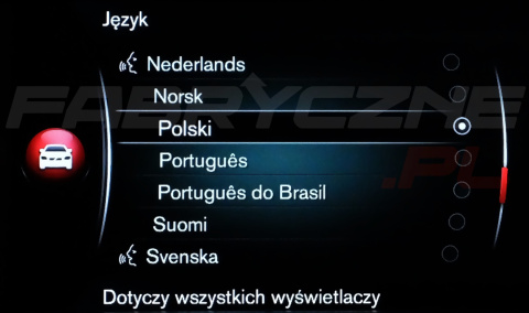 VOLVO SENSUS NAVIGATION (2014-2019) polskie menu, polski lektor, zmiana regionu